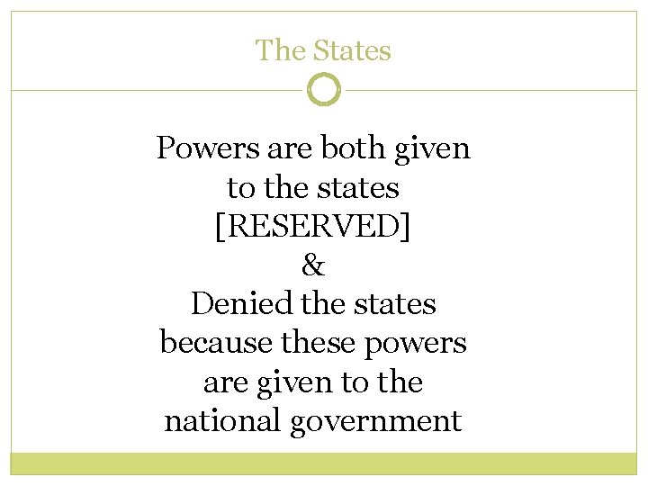 The States Powers are both given to the states [RESERVED] & Denied the states