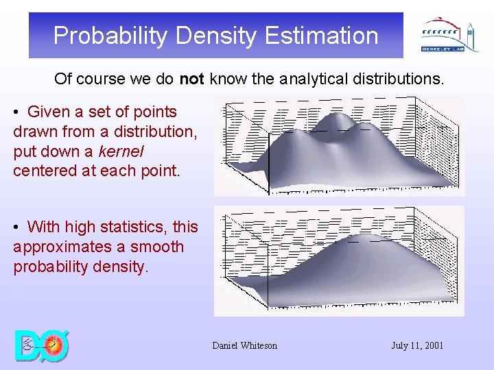 Probability Density Estimation Of course we do not know the analytical distributions. • Given