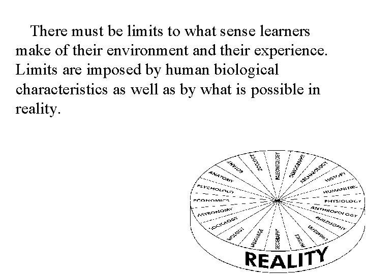 There must be limits to what sense learners make of their environment and their