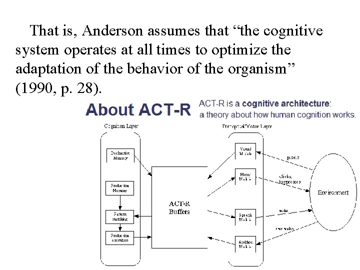 That is, Anderson assumes that “the cognitive system operates at all times to optimize