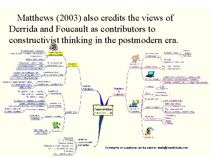 Matthews (2003) also credits the views of Derrida and Foucault as contributors to constructivist