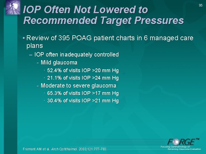 IOP Often Not Lowered to Recommended Target Pressures • Review of 395 POAG patient