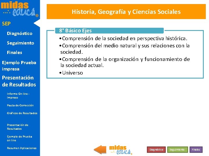 Historia, Geografía y Ciencias Sociales SEP Diagnóstico Seguimiento Finales Ejemplo Prueba impresa Presentación de