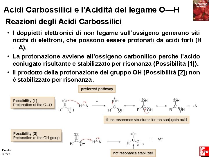 Acidi Carbossilici e l’Acidità del legame O—H Reazioni degli Acidi Carbossilici • I doppietti