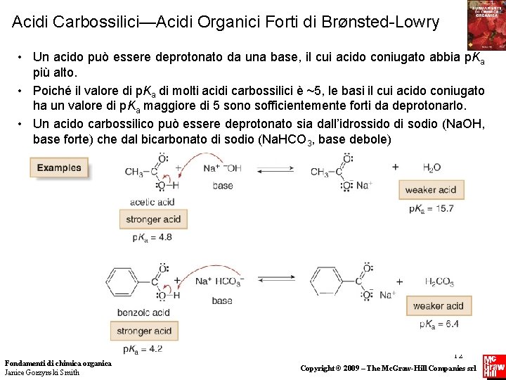 Acidi Carbossilici—Acidi Organici Forti di BrØnsted-Lowry • Un acido può essere deprotonato da una