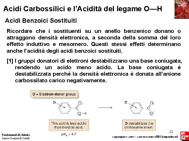 Acidi Carbossilici e l’Acidità del legame O—H Acidi Benzoici Sostituiti Ricordare che i sostituenti