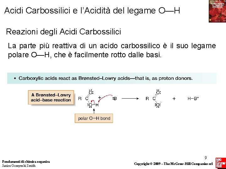Acidi Carbossilici e l’Acidità del legame O—H Reazioni degli Acidi Carbossilici La parte più