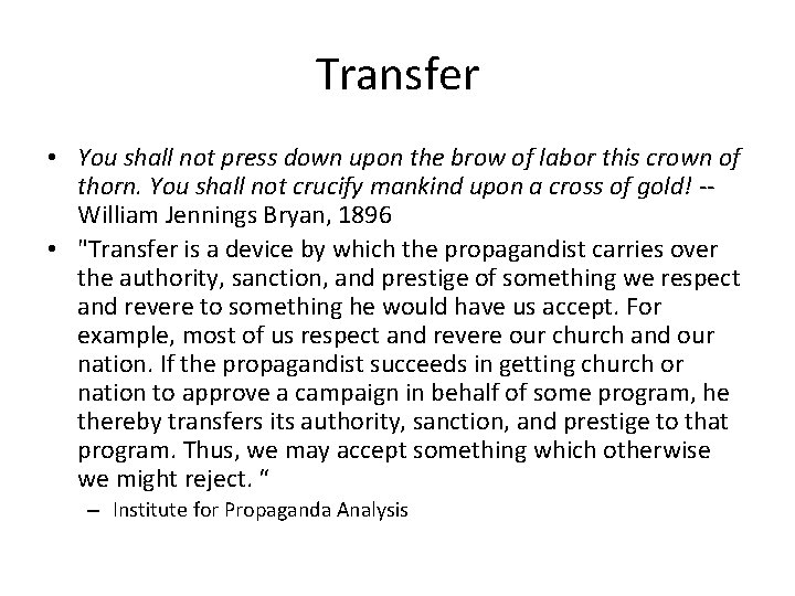 Transfer • You shall not press down upon the brow of labor this crown