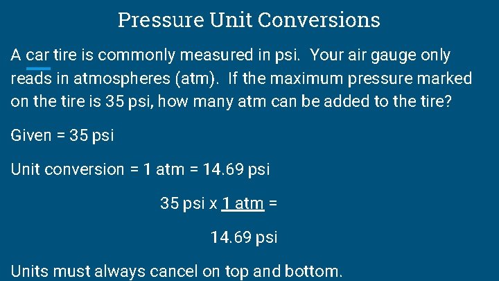 atm to psig unit conversion