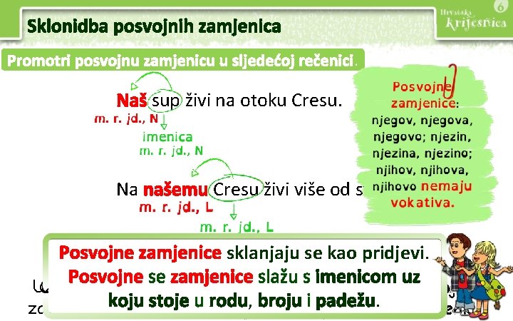 Sklonidba posvojnih zamjenica Promotri posvojnu zamjenicu u sljedećoj rečenici. Naš sup živi na otoku Sklonidba posvojnih zamjenica Promotri posvojnu zamjenicu u sljedećoj rečenici. Naš sup živi na otoku
