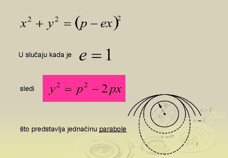 U slučaju kada je sledi što predstavlja jednačinu parabole 