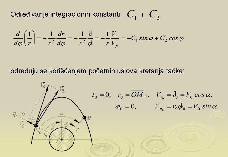 Određivanje integracionih konstanti i određuju se korišćenjem početnih uslova kretanja tačke: 