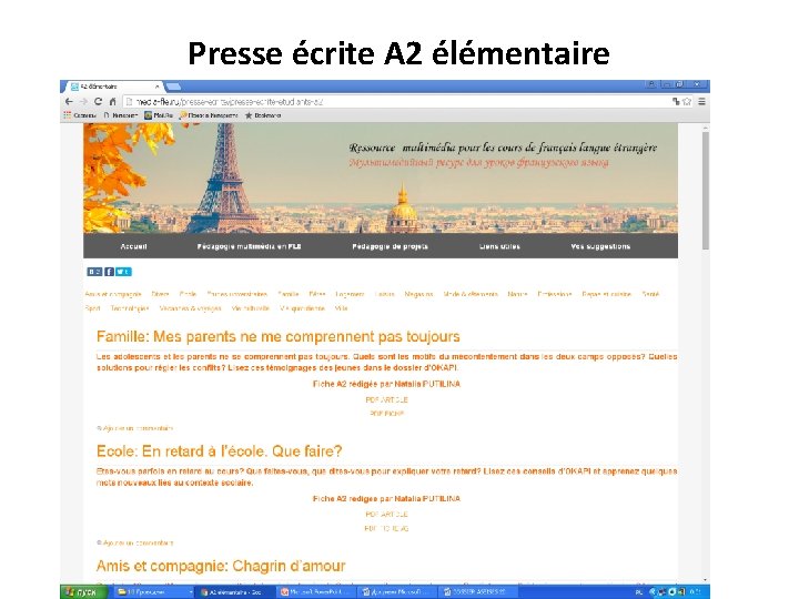 Presse écrite A 2 élémentaire 