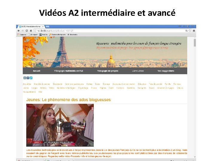 Vidéos A 2 intermédiaire et avancé 