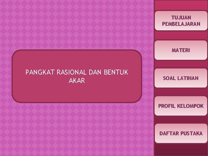 TUJUAN PEMBELAJARAN MATERI PANGKAT RASIONAL DAN BENTUK AKAR SOAL LATIHAN PROFIL KELOMPOK DAFTAR PUSTAKA