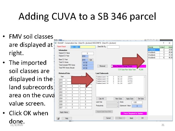 Adding CUVA to a SB 346 parcel • FMV soil classes are displayed at