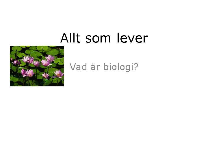 Allt som lever Vad är biologi? 