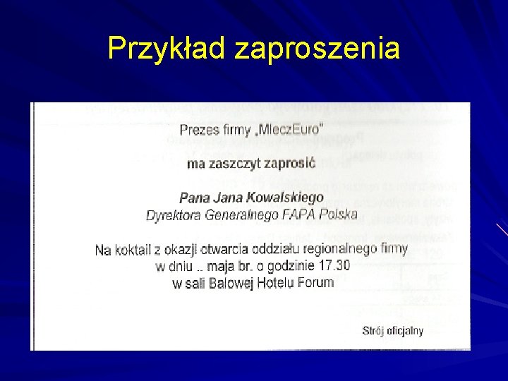 Przykład zaproszenia 