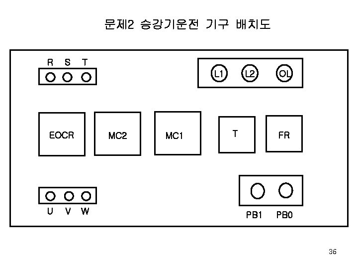 문제 2 승강기운전 기구 배치도 R S T L 1 EOCR U V MC