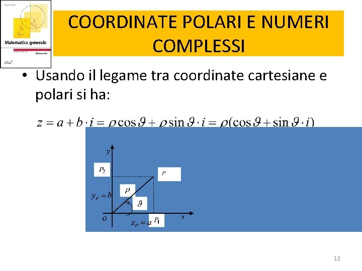 COORDINATE POLARI E NUMERI COMPLESSI • Usando il legame tra coordinate cartesiane e polari