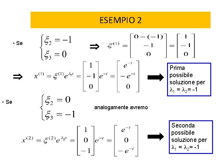 ESEMPIO 2 • Se Prima possibile soluzione per 1 = 2= -1 • Se