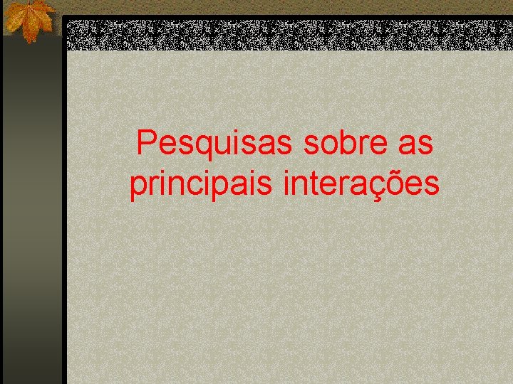 Pesquisas sobre as principais interações 