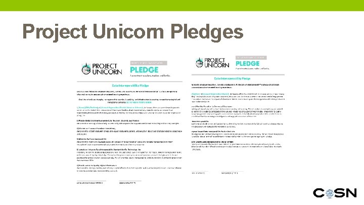 Project Unicorn Pledges 