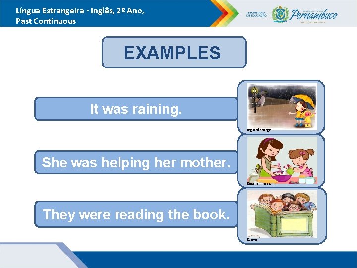 Língua Estrangeira - Inglês, 2º Ano, Past Continuous EXAMPLES It was raining. Legrandchange She