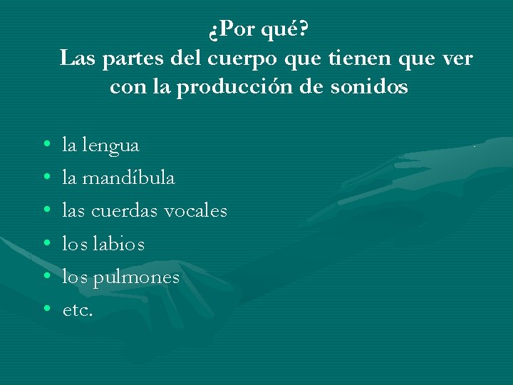 ¿Por qué? Las partes del cuerpo que tienen que ver con la producción de ¿Por qué? Las partes del cuerpo que tienen que ver con la producción de