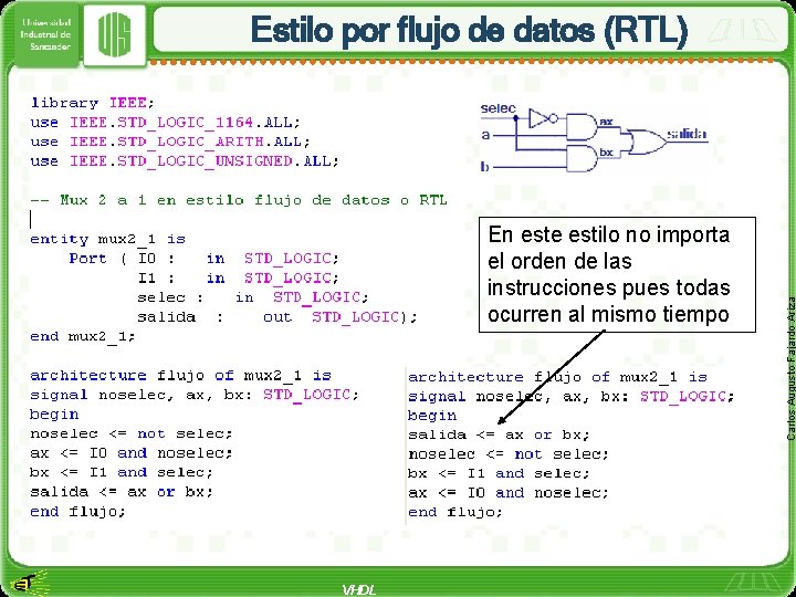 En este estilo no importa el orden de las instrucciones pues todas ocurren al