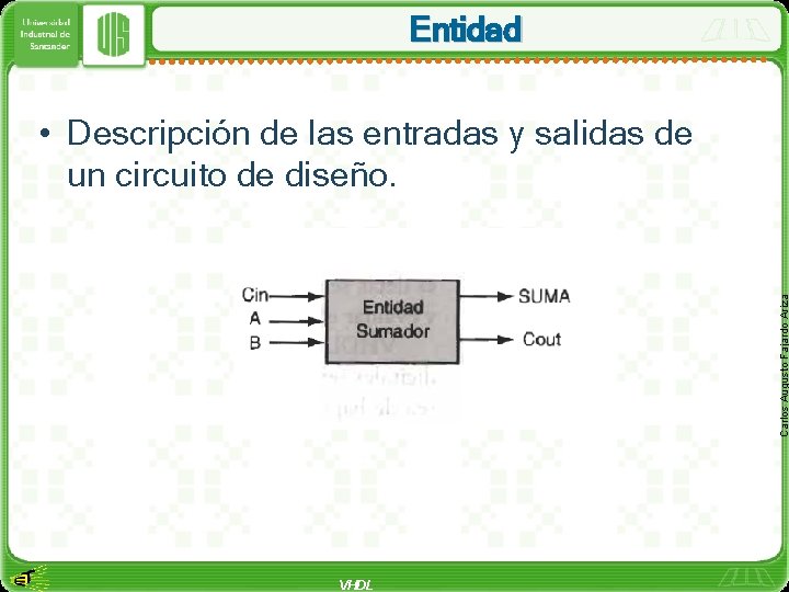 Entidad Carlos Augusto Fajardo Ariza • Descripción de las entradas y salidas de un