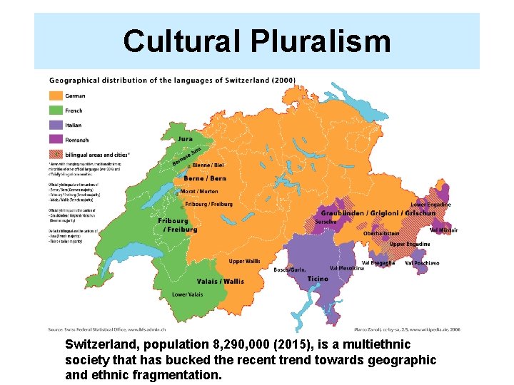 Cultural Pluralism Switzerland, population 8, 290, 000 (2015), is a multiethnic society that has