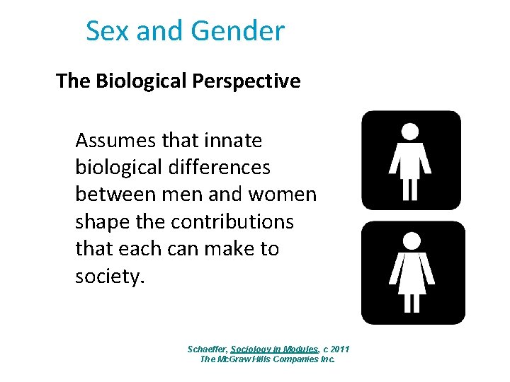 Sex and Gender The Biological Perspective Assumes that innate biological differences between men and