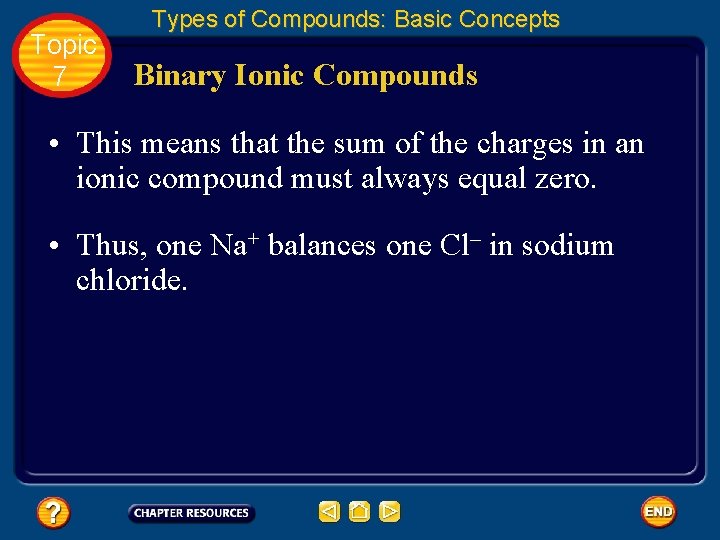 Topic 7 Types of Compounds: Basic Concepts Binary Ionic Compounds • This means that