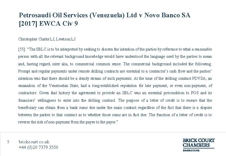Petrosaudi Oil Services (Venezuela) Ltd v Novo Banco SA [2017] EWCA Civ 9 Christopher