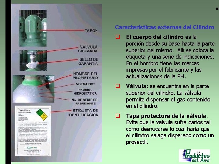 Características externas del Cilindro q El cuerpo del cilindro es la porción desde su