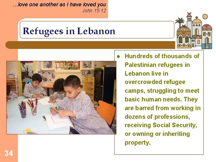 …love one another as I have loved you John 15: 12 Refugees in Lebanon