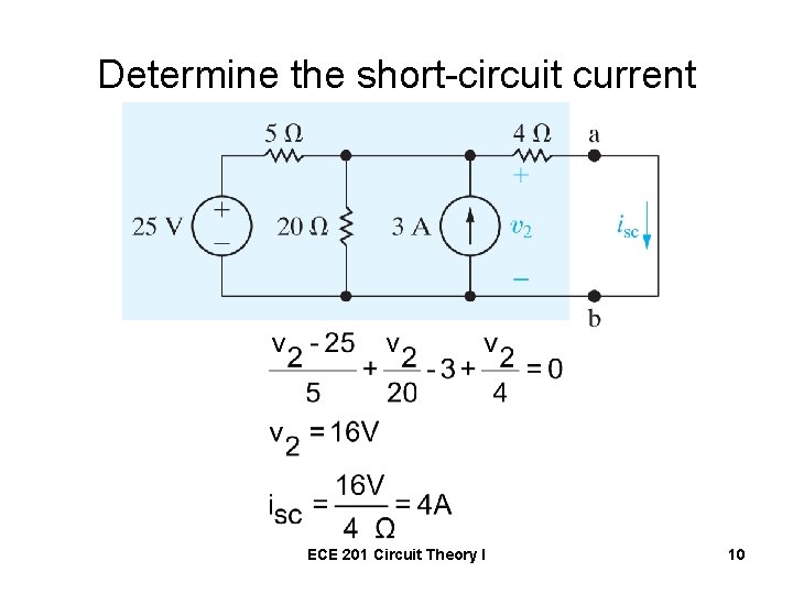 Determine the short-circuit current ECE 201 Circuit Theory I 10 