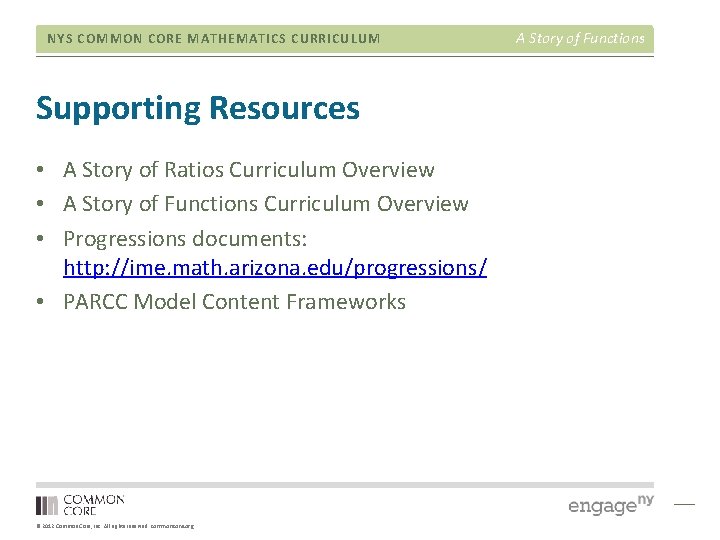 NYS COMMON CORE MATHEMATICS CURRICULUM Supporting Resources • A Story of Ratios Curriculum Overview