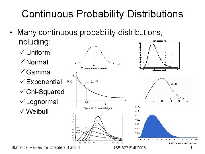 Continuous Probability Distributions • Many continuous probability distributions, including: ü Uniform ü Normal ü