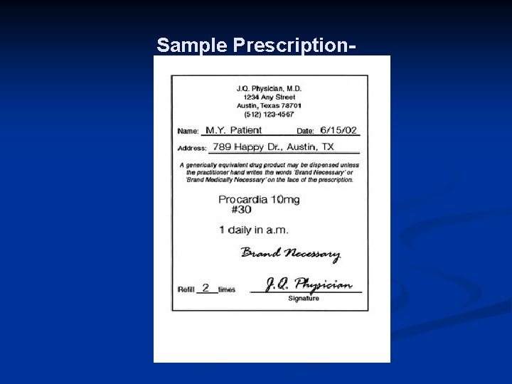 Sample Prescription- 