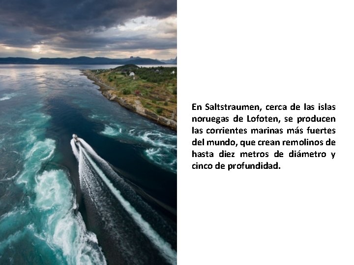 En Saltstraumen, cerca de las islas noruegas de Lofoten, se producen las corrientes marinas