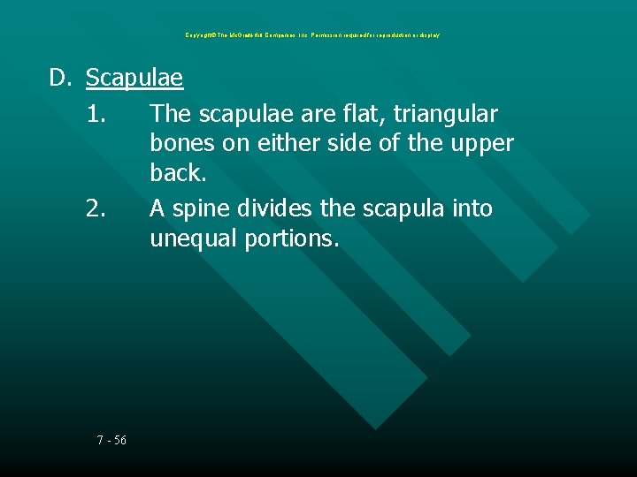 Copyright The Mc. Graw-Hill Companies, Inc. Permission required for reproduction or display. D. Scapulae