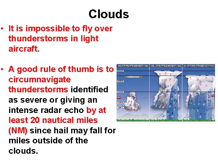 Clouds • It is impossible to fly over thunderstorms in light aircraft. • A Clouds • It is impossible to fly over thunderstorms in light aircraft. • A