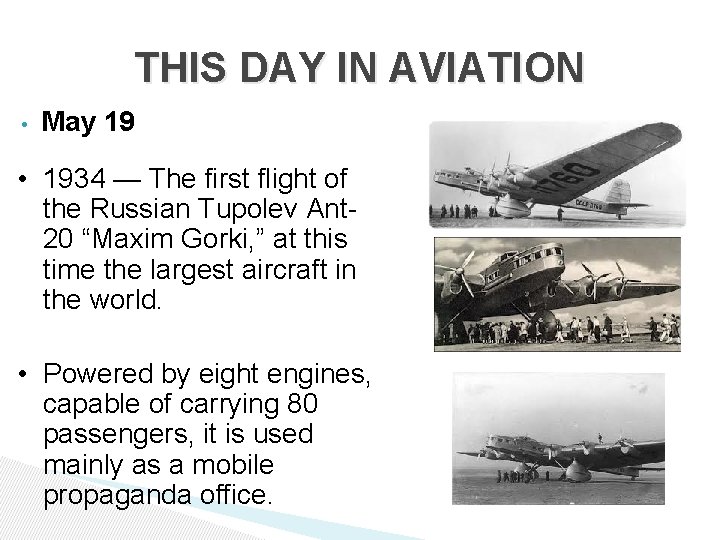 THIS DAY IN AVIATION • May 19 • 1934 — The first flight of THIS DAY IN AVIATION • May 19 • 1934 — The first flight of