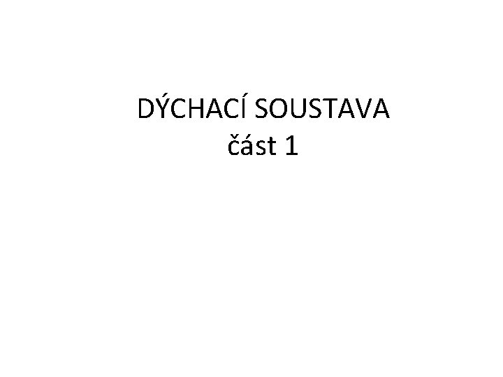 DÝCHACÍ SOUSTAVA část 1 