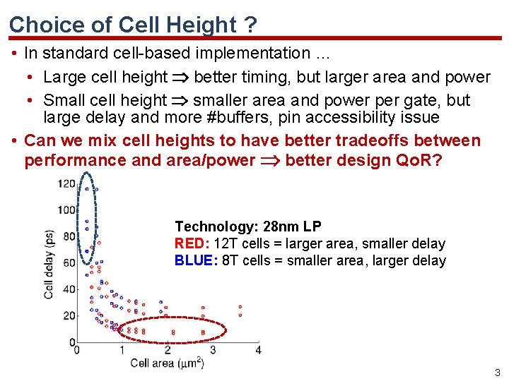 Choice of Cell Height ? • In standard cell-based implementation … • Large cell