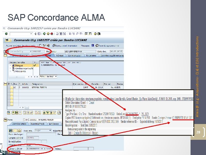 Alma @ ULg - Acquisitions - (1 a) et (1 b) Introductions SAP Concordance