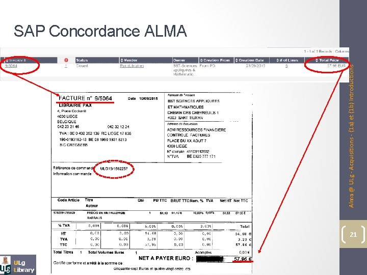 Alma @ ULg - Acquisitions - (1 a) et (1 b) Introductions SAP Concordance