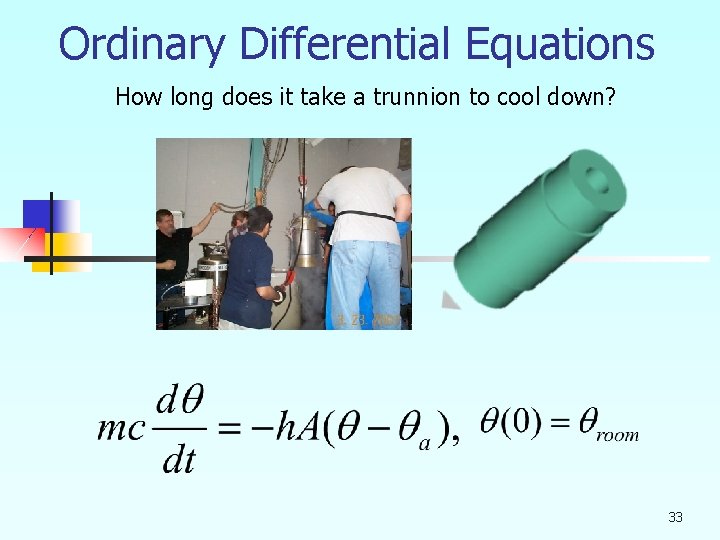 Ordinary Differential Equations How long does it take a trunnion to cool down? 33